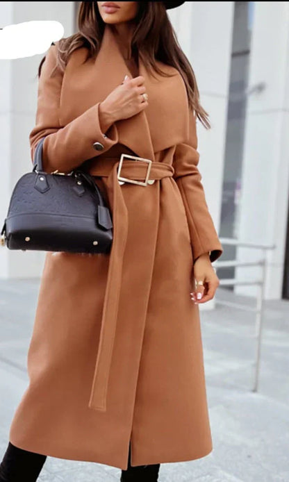 Abrigo Largo con Cinturón Ajustable para Mujer | Ideal para Invierno