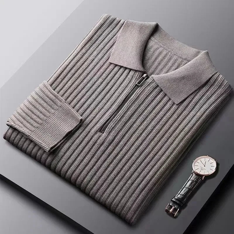 Jersey de Punto para Hombre con Rayas y Cuello Polo | Ideal para Uso Diario