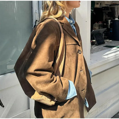 Blazer de Corte Recto con Cierre de Botón y Solapa Clásica para Mujer | Ideal para Todo el Año