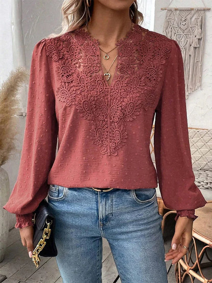 Blusa Con Cuello En V Y Mangas Ligeramente Abullonadas Para Mujer | Ideal Para Uso Diario O Eventos Formales