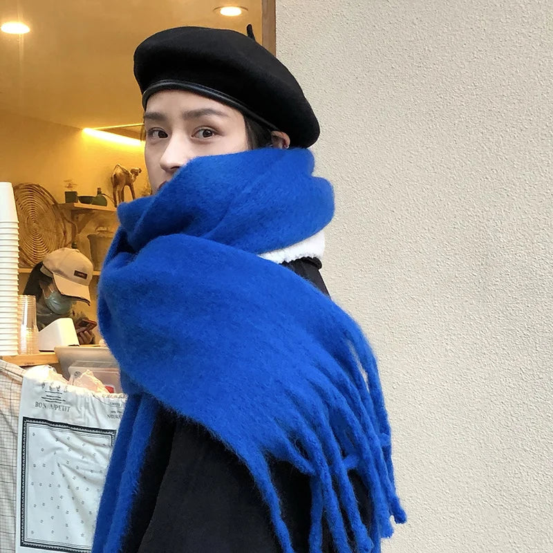 Bufanda Larga con Flecos Decorativos para Mujer | Ideal para Invierno