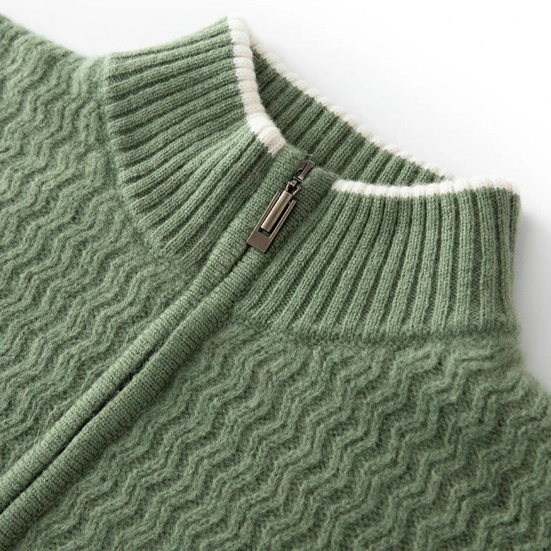 Jersey con Media Cremallera y Textura Acanalada en Zigzag para Hombre | Ideal para Entretiempo