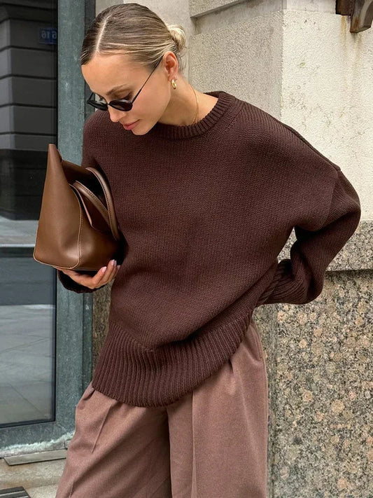 Suéter Oversize Con Encolure Amplia Para Mujer | Ideal Para Uso Diario Y Salidas Informales