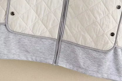 Chaqueta Acolchada con Capucha y Patrón de Rombos para Mujer en Tallas Grandes | Ideal para Invierno
