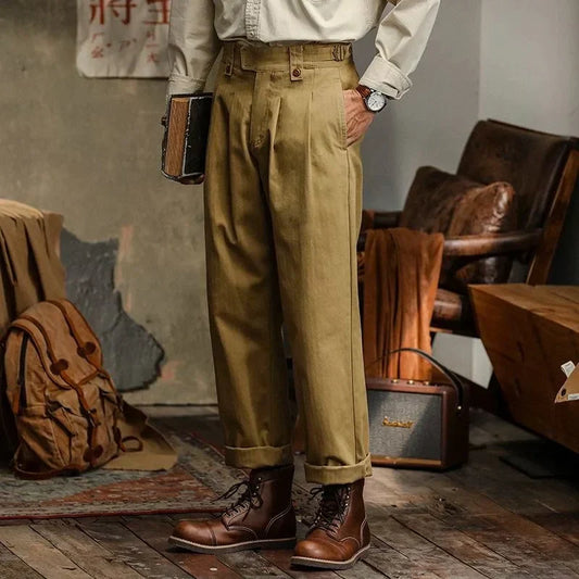 Pantalón Casual de Corte Recto con Pliegue Frontal y Bolsillos para Hombre | Ideal para Uso Diario