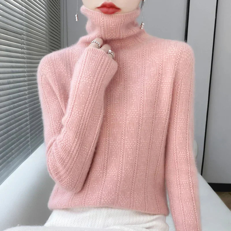 Jersey De Cuello Alto Con Diseño De Punto Para Mujer | Ideal Para Otoño E Invierno