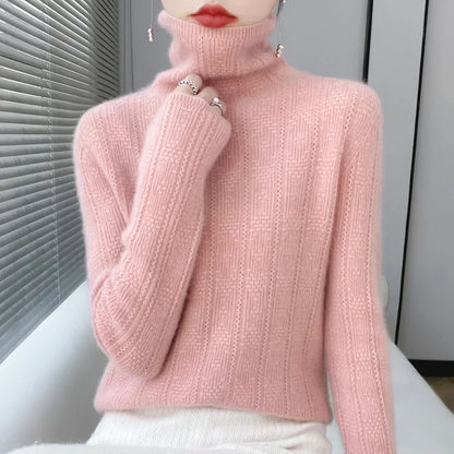 Jersey De Cuello Alto Con Diseño De Punto Para Mujer | Ideal Para Otoño E Invierno