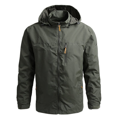 Chaqueta Ligera Con Capucha Ajustable Y Bolsillos Con Cremallera Para Hombre | Ideal Para Actividades Exteriores Y Uso Diario