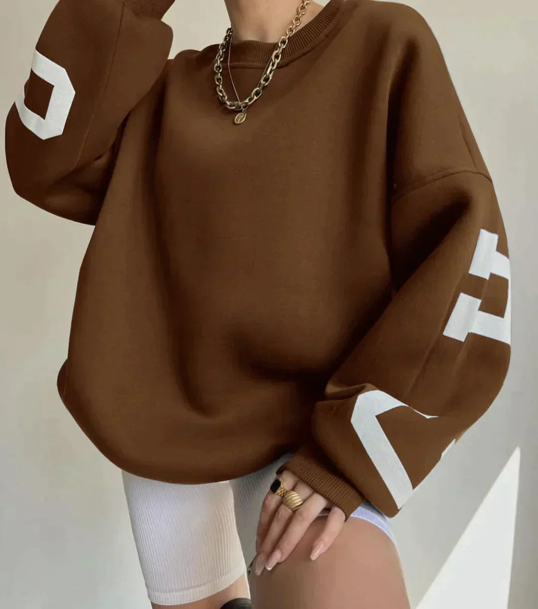 Jersey Oversize con Estampado en las Mangas para Mujer | Ideal para Días Relajados o Uso Diario