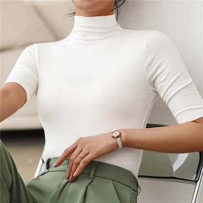 Jersey De Cuello Alto con Corte Estándar para Mujer | Ideal para Días Fríos