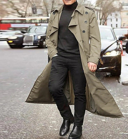 Abrigo Trench Largo Con Cierre Cruzado Para Hombre | Ideal Para Entretiempo Y Uso Diario