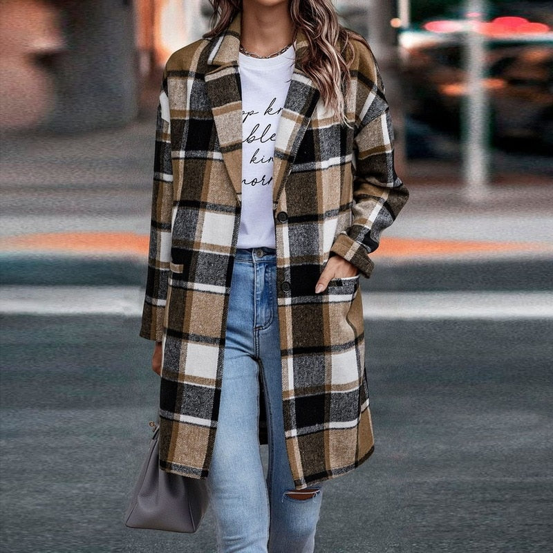 Abrigo de Media Estación con Cierre de Botones para Mujer | Ideal para Otoño y Actividades Urbanas