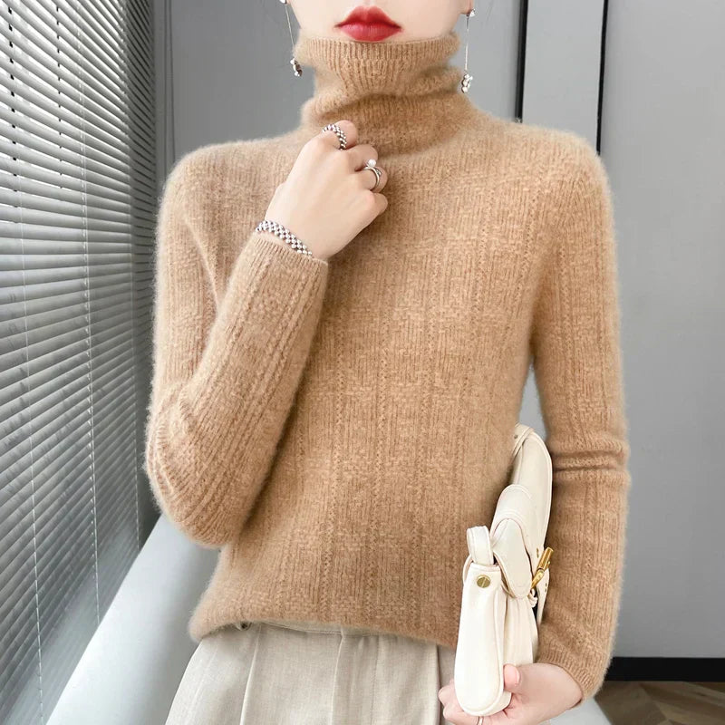 Jersey De Cuello Alto Con Diseño De Punto Para Mujer | Ideal Para Otoño E Invierno