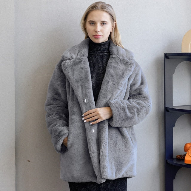 Abrigo De Invierno Con Cuello Amplio Y Bolsillos Para Mujer | Ideal Para Invierno