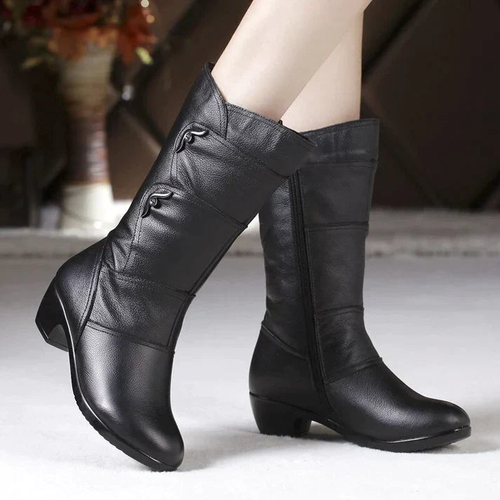 Botas De Invierno De Caña Media Con Tacón Bajo Para Mujer | Ideal Para Uso Diario