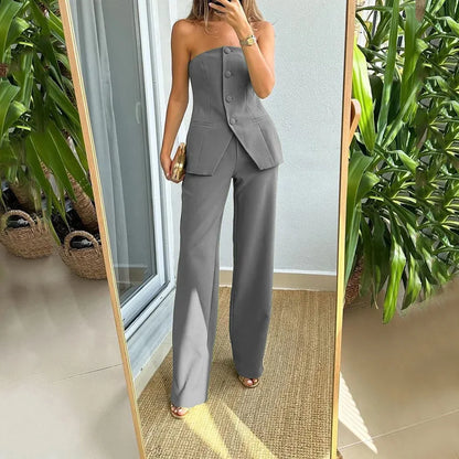 Conjunto De Top Sin Mangas y Pantalón Largo para Mujer | Ideal para Uso Diario