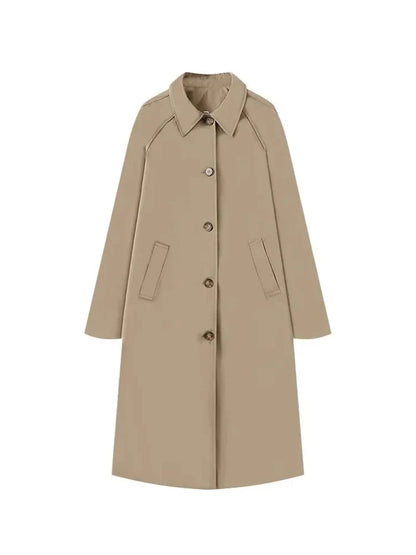 Trench Coat con Cierre Abotonado Integral y Corte Recto Oversize para Mujer | Ideal para Uso Diario
