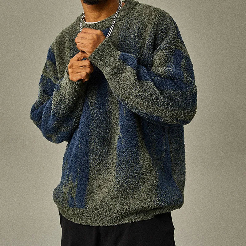 Jersey con Motivo Abstracto Integral y Acabados Acanalados para Hombre | Ideal para Uso Diario