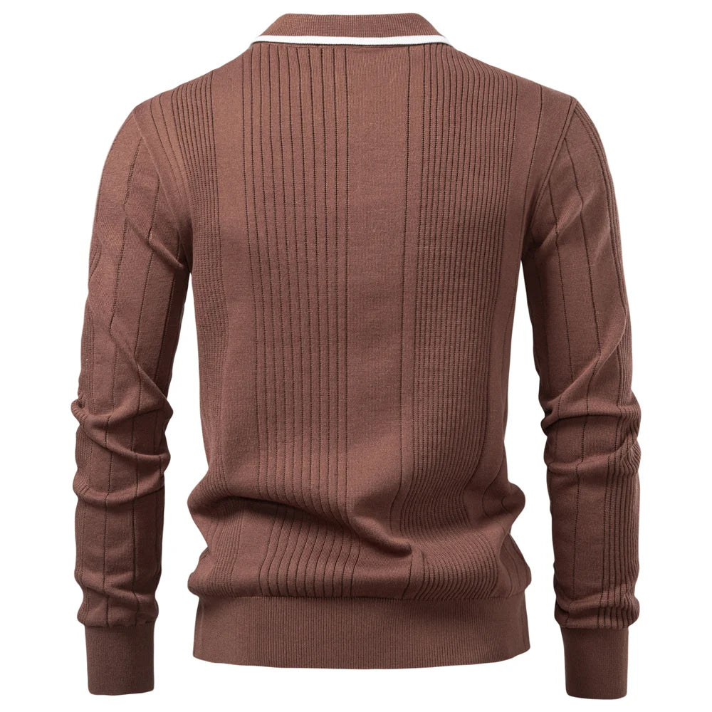 Polo de Manga Larga con Textura Acanalada para Hombre | Ideal para Uso Diario
