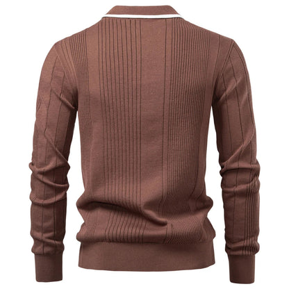 Polo de Manga Larga con Textura Acanalada para Hombre | Ideal para Uso Diario