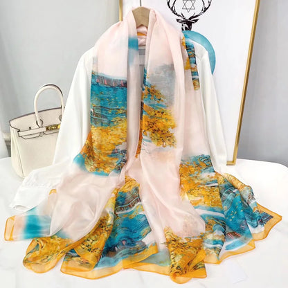 Pañuelo Largo con Estampado Paisajístico para Mujer | Ideal para Otoño e Invierno