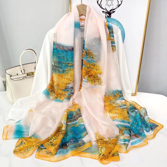 Pañuelo Largo con Estampado Paisajístico para Mujer | Ideal para Otoño e Invierno