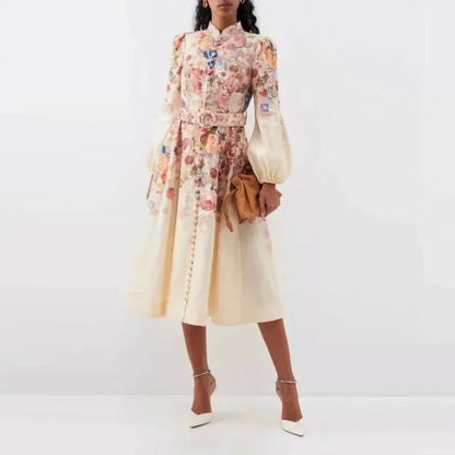 Vestido Midi con Cierre de Botones y Cinturón Extraíble para Mujer | Ideal para Primavera