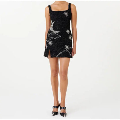 Vestido Mini Con Motivos De Luna Y Estrellas Para Mujer | Ideal Para Eventos Y Salidas Nocturnas