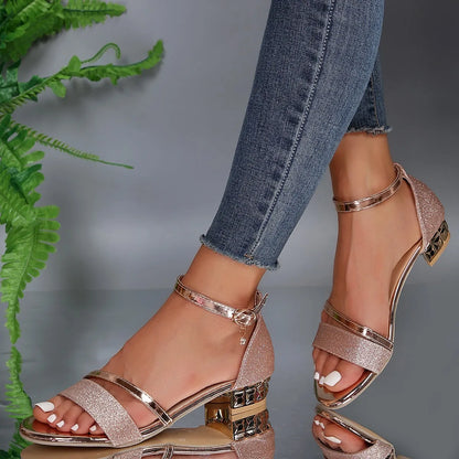 Sandalias Con Correas Ajustables Y Tacón Bajo Para Mujer | Ideal Para Temporada Cálida
