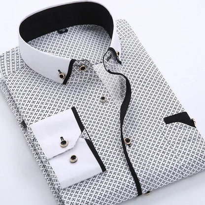 Camisa de Manga Larga con Corte Ajustado y Cuello Clásico para Hombre | Ideal para Uso Diario y Semi-Formal