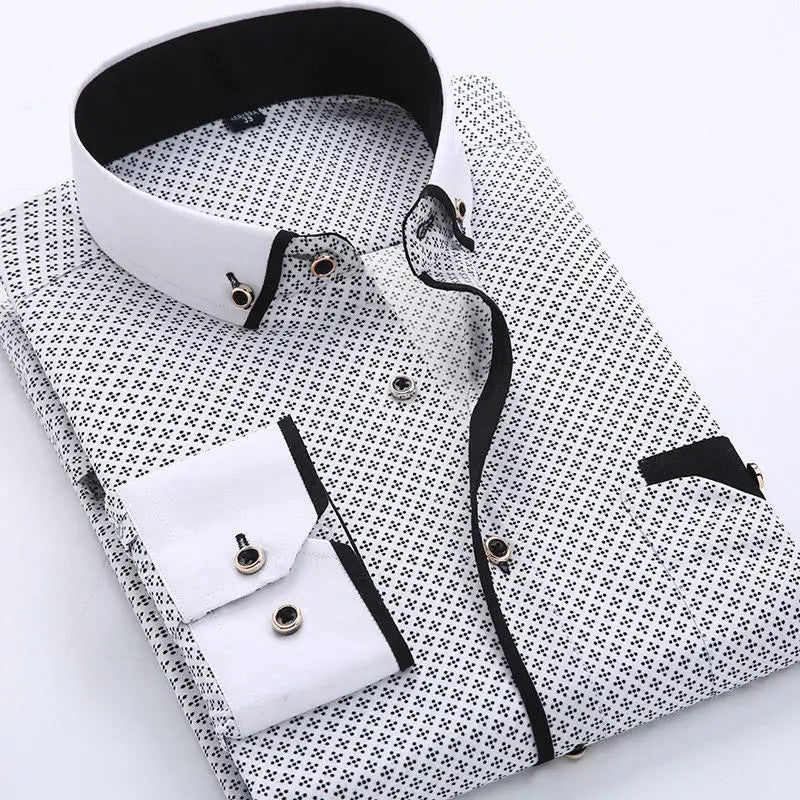 Camisa De Manga Larga Con Cierre De Botones Para Hombres | Ideal Para Uso Diario Y Ocasiones Formales