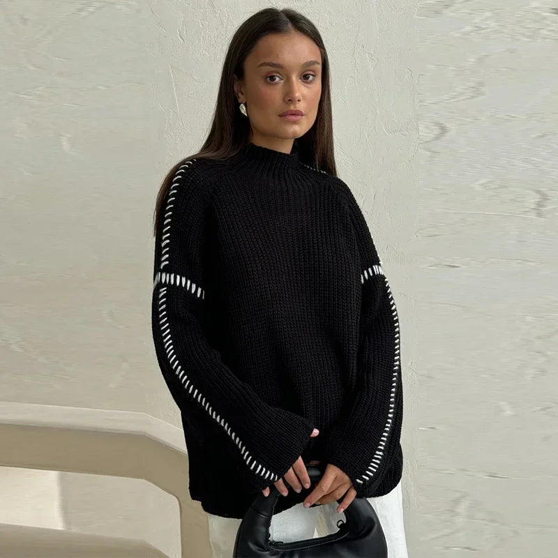 Jersey De Corte Amplio Con Cuello Alto Y Bordados Para Adultos | Ideal Para Uso Diario E Informal
