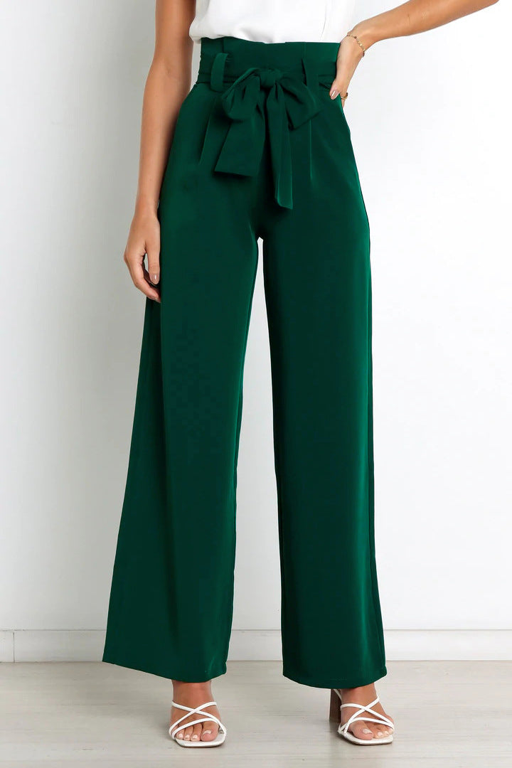 Pantalón De Talle Alto Con Piernas Anchas Y Cinturón Para Mujer | Ideal Para Uso Diario Y Profesional