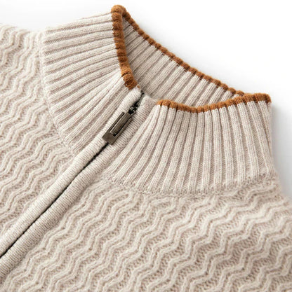 Jersey con Media Cremallera y Textura Acanalada en Zigzag para Hombre | Ideal para Entretiempo