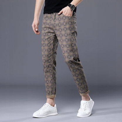 Pantalones Para Hombre Con Corte Slim Fit Y Motivo A Cuadros Para Hombre | Ideal Para Uso Diario