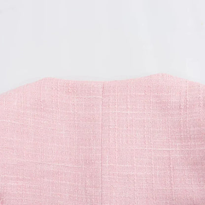 Blazer Corto con Cuello Redondo y Color Rosa para Mujer | Ideal para Oficina y Uso Diario