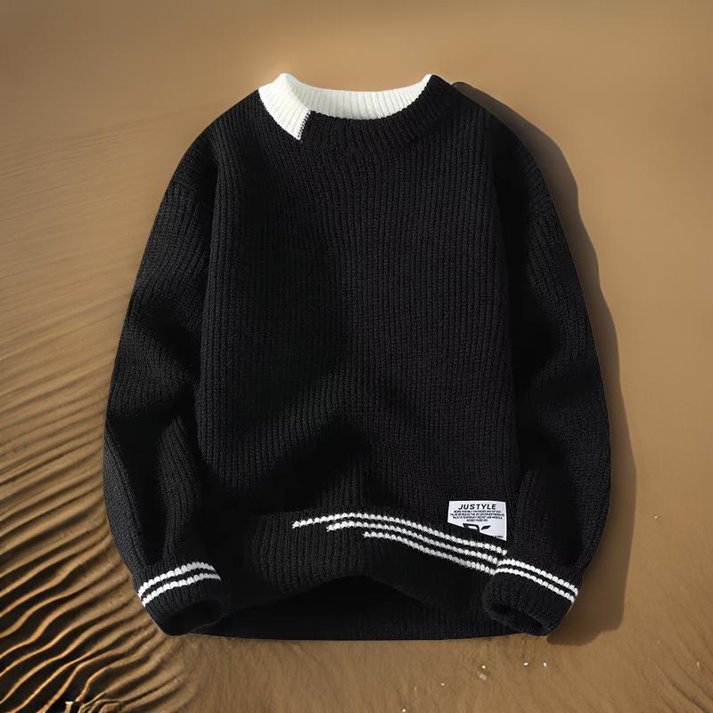 Jersey De Manga Larga Con Cuello Redondo Y Diseño Para Superposición Para Hombres | Ideal Para Uso Diario