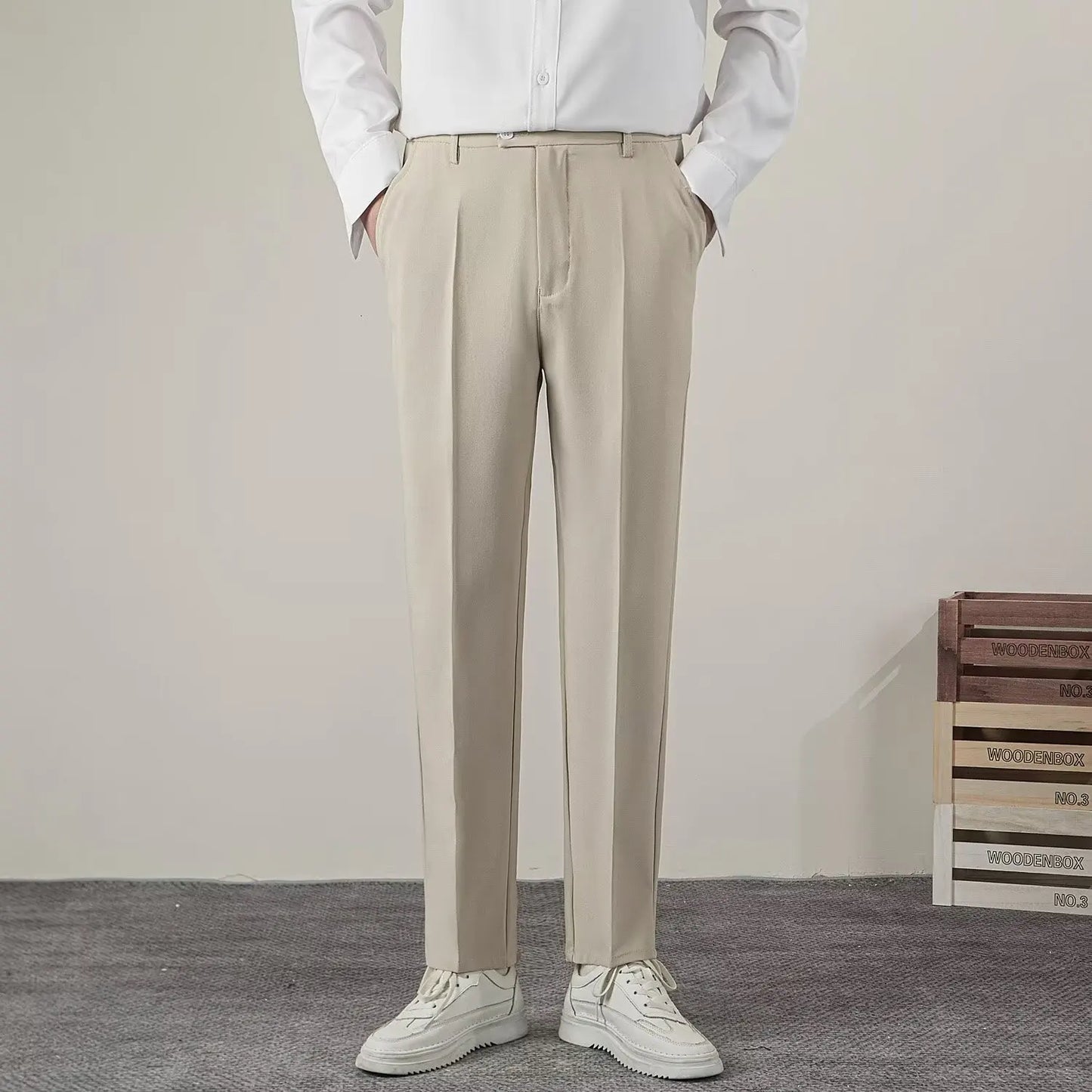 Pantalon Casual à Coupe Slim pour Homme | IdPantalones de Corte Slim para Hombre | Ideales para Uso Diario y Semi-Formaléal pour le Quotidien et le Bureau