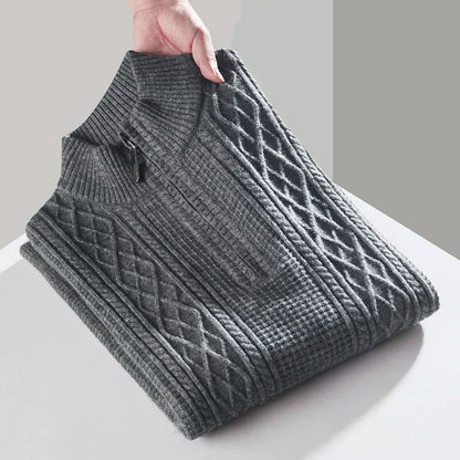 Jersey con Motivo Trenzado Vertical y Cuarto de Cremallera para Hombre | Ideal para Entretiempo