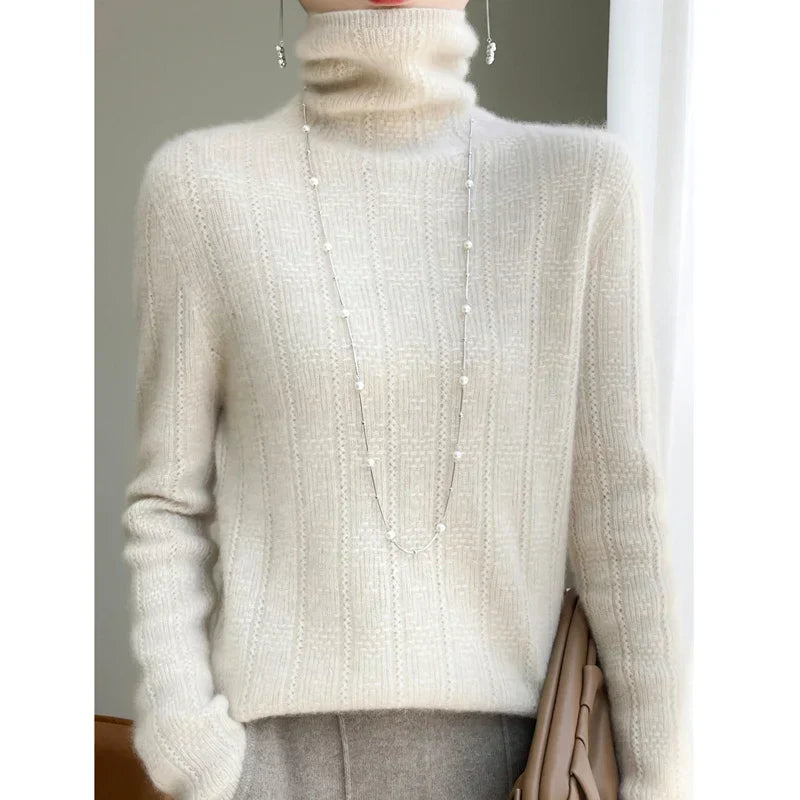 Jersey De Cuello Alto Con Diseño De Punto Para Mujer | Ideal Para Otoño E Invierno