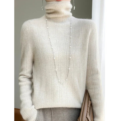 Jersey De Cuello Alto Con Diseño De Punto Para Mujer | Ideal Para Otoño E Invierno