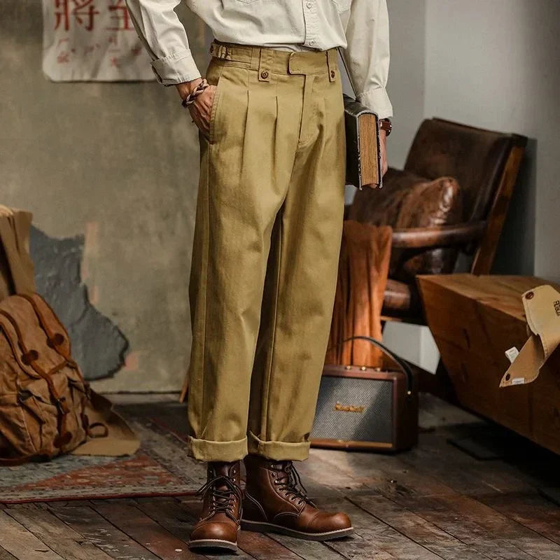 Pantalón Casual de Corte Recto con Pliegue Frontal y Bolsillos para Hombre | Ideal para Uso Diario