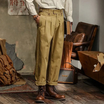 Pantalón Casual de Corte Recto con Pliegue Frontal y Bolsillos para Hombre | Ideal para Uso Diario