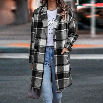 Abrigo de Media Estación con Cierre de Botones para Mujer | Ideal para Otoño y Actividades Urbanas