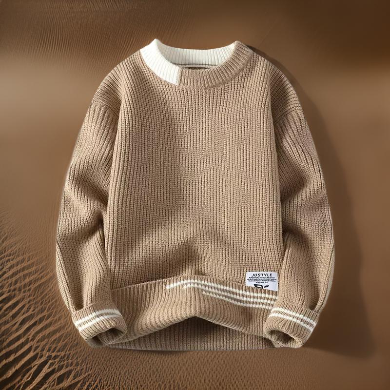 Jersey De Manga Larga Con Cuello Redondo Y Diseño Para Superposición Para Hombres | Ideal Para Uso Diario