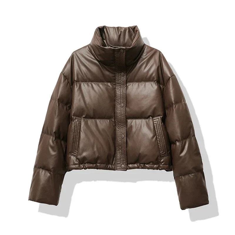 Doudoune Corta con Cuello Alto para Mujer | Ideal para Otoño e Invierno
