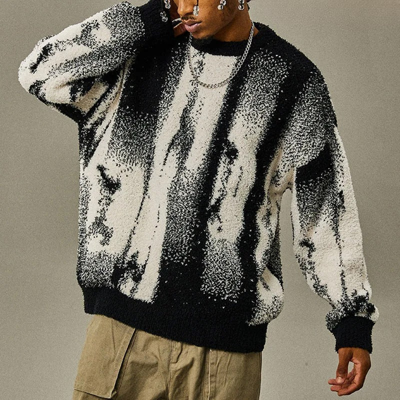 Jersey con Motivo Abstracto Integral y Acabados Acanalados para Hombre | Ideal para Uso Diario