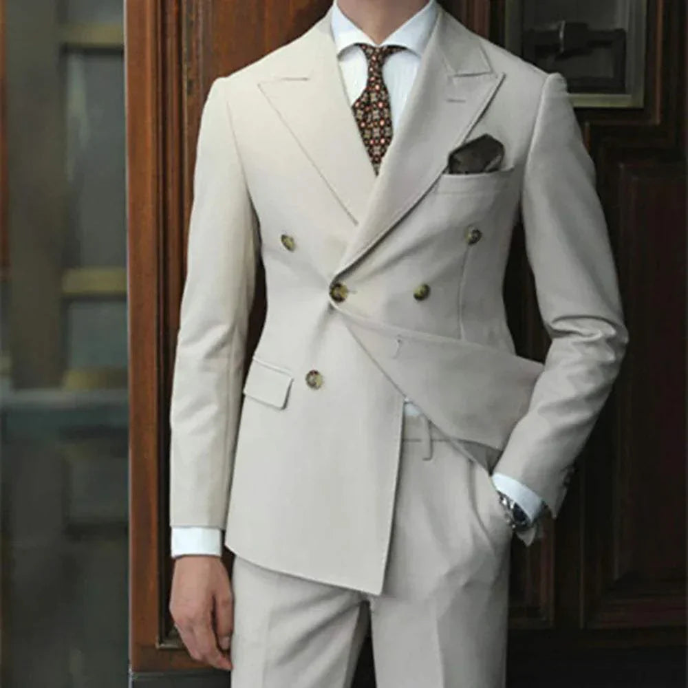 Traje de Dos Piezas con Chaqueta Cruzada para Hombre | Ideal para Eventos Formales y Profesionales