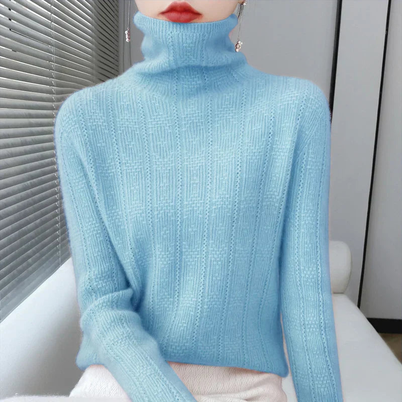 Jersey De Cuello Alto Con Diseño De Punto Para Mujer | Ideal Para Otoño E Invierno