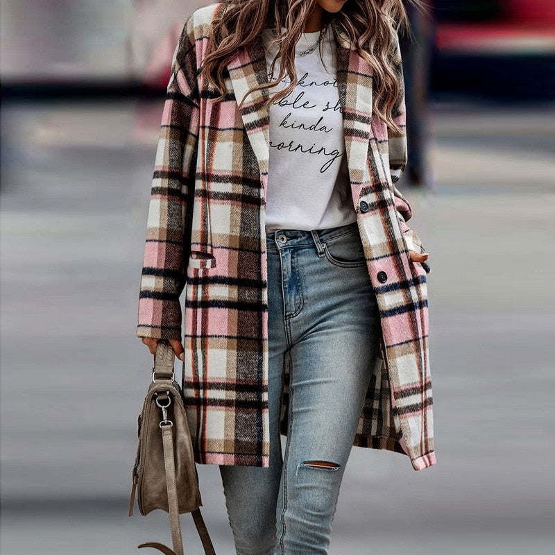 Abrigo de Media Estación con Cierre de Botones para Mujer | Ideal para Otoño y Actividades Urbanas